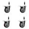 Service Caster 4'' Maroon Poly Swivel 7/8'' Expanding Stem Caster Set Total Lock Brake, 4PK SCC-EXTTL20S414-PPUB-MRN-78-4 - alternate 1